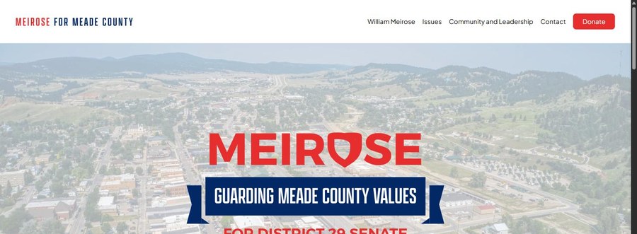 Screenshot of the Meirose for Senate website