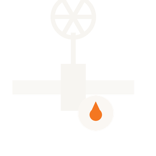 Gate valve and pipe icon representing a multi-branch plumbing and HVAC distributor
