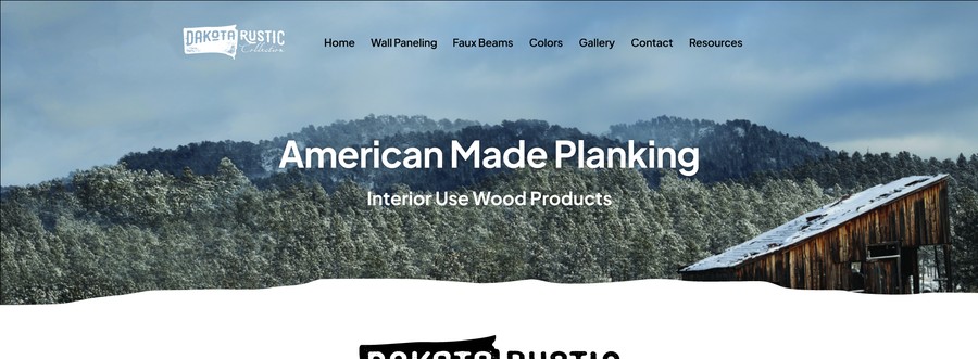Screenshot of the current Dakota Rustic Collection website