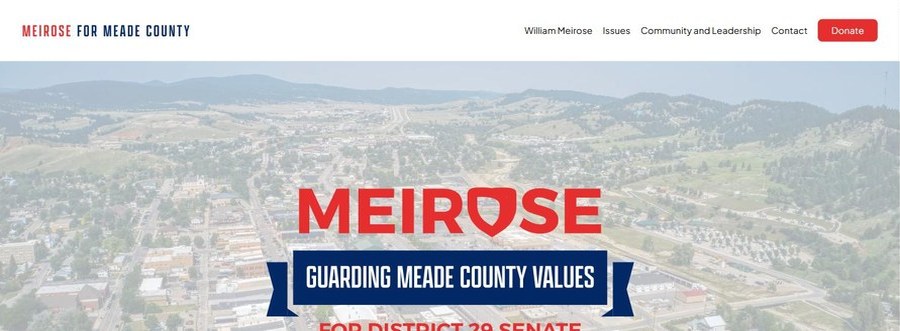 Screenshot of the Meirose for Senate website