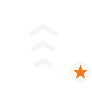 Ascending chevron and star icon representing skill progression at a movement studio