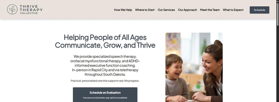 Screenshot of the Thrive Therapy Collective website