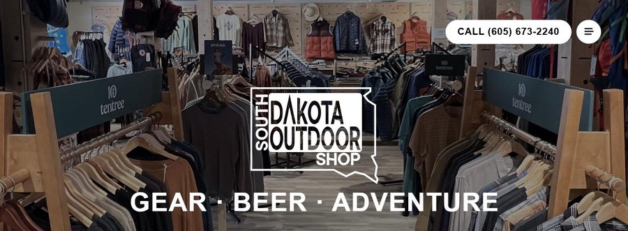 Screenshot of the South Dakota Outdoor Shop website
