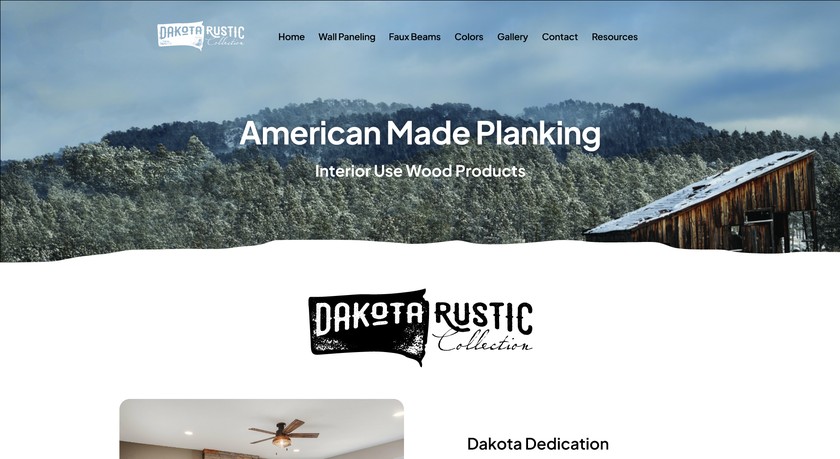 Screenshot of the current Dakota Rustic Collection website