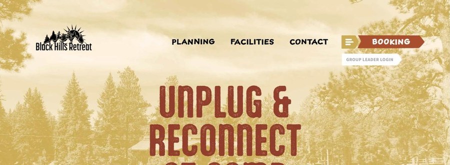 Screenshot of the Black Hills Retreat Center website